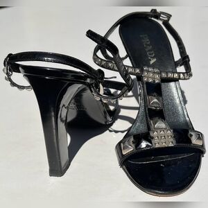 Prada Black Studded Heels